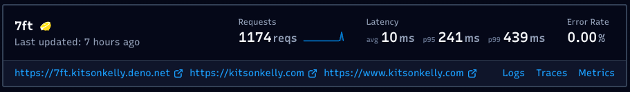 The 7ft app in the Deploy control panel